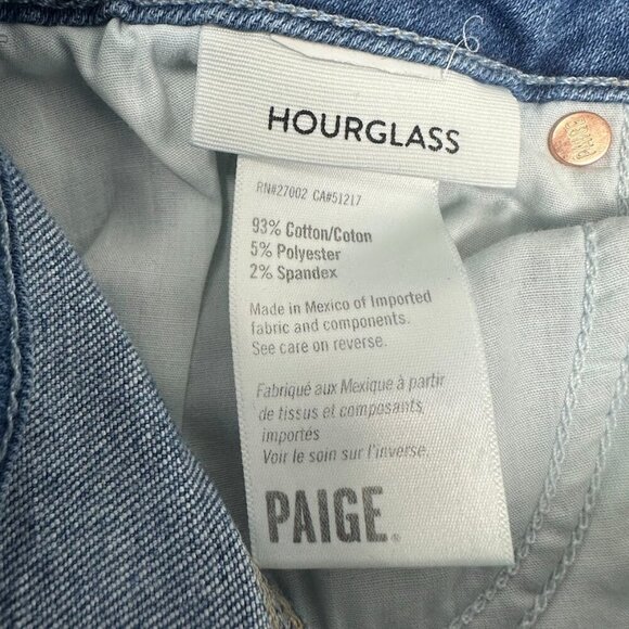 New Paige Hourglass High Rise Boot Flare Jeans 25 In Bellflower Wash Distressed - Picture 11 of 16